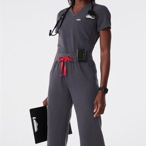 FIGS Charcoal Isabel Wide-Leg Pant Two Piece Set